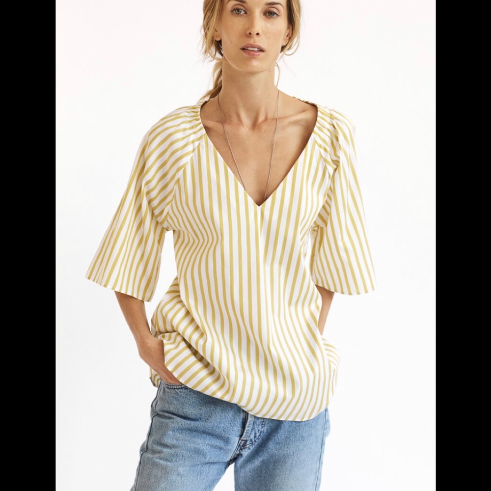 NWOT Harshman  Sevilla Top Citron Stripes Small